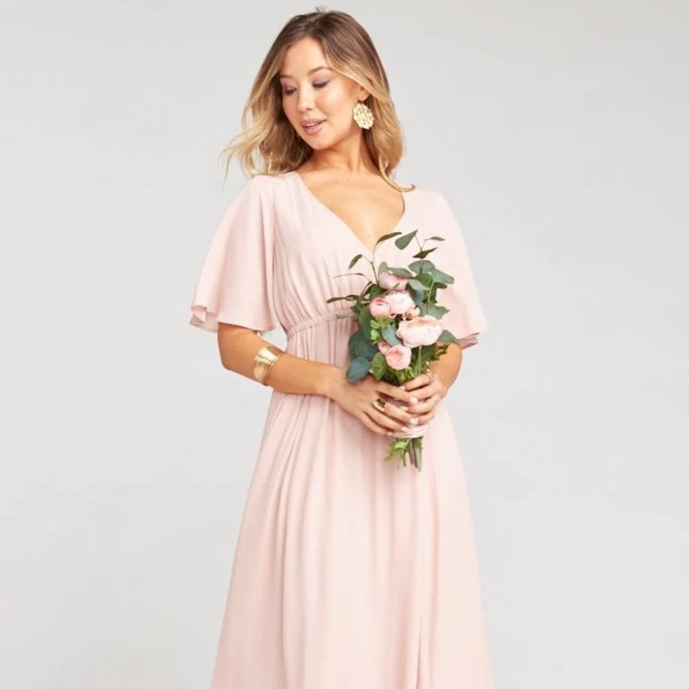 Emily Empire Maxi Dress - Dusty Blush Crisp - Show Me Your Mumu